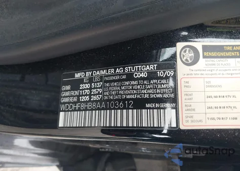 2010 Mercedes-Benz E 350 4Matic из США, поврежденный, VIN WDDHF8HB8AA103612